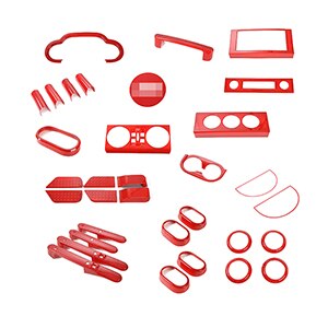 Molduras de Interior SHINEKA para Jeep Wrangler JK 2007 Kit de decoración de coche rojo pegatinas accesorios para Jeep Wrangler JK