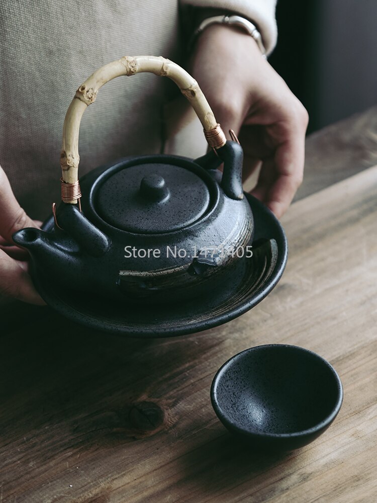 Japanese Retro Ceramic Seafood Soup Pot Small Teapot Steaming Pot Japanese and Korean Cuisine Tableware Single Restaurant Teapot