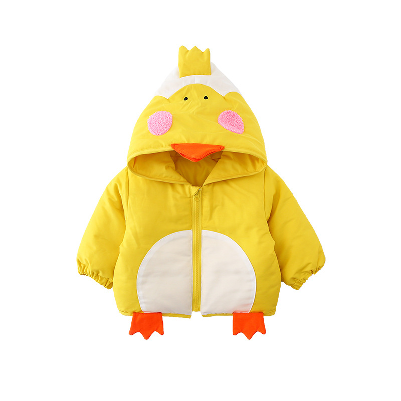 Baby Boys Jacket Winter Thick Coats Kid Warm Outerwear Girls Fur Hooded Children Clothes Chicken Cotton Padded Jacket: YELLOW Jacket / 80