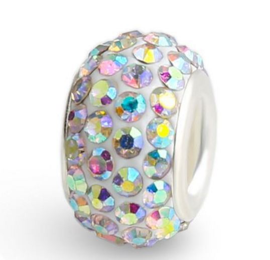 Mieszane białe gorące 14MM 50 sztuk/partia żywica Rhinestone posrebrzane rdzeń Big Hole kryształowe koraliki europejskie n4254 dopasowane bransoletki z charmsami.: 6