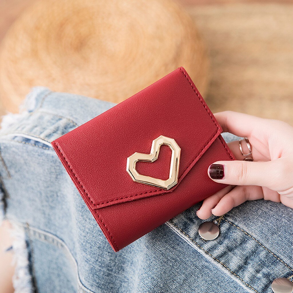 Monedero pequeño de cuero con cremallera y hebilla para mujer, cartera pequeña de cuero con cremallera, monedero de viaje, tarjetero,: Rojo