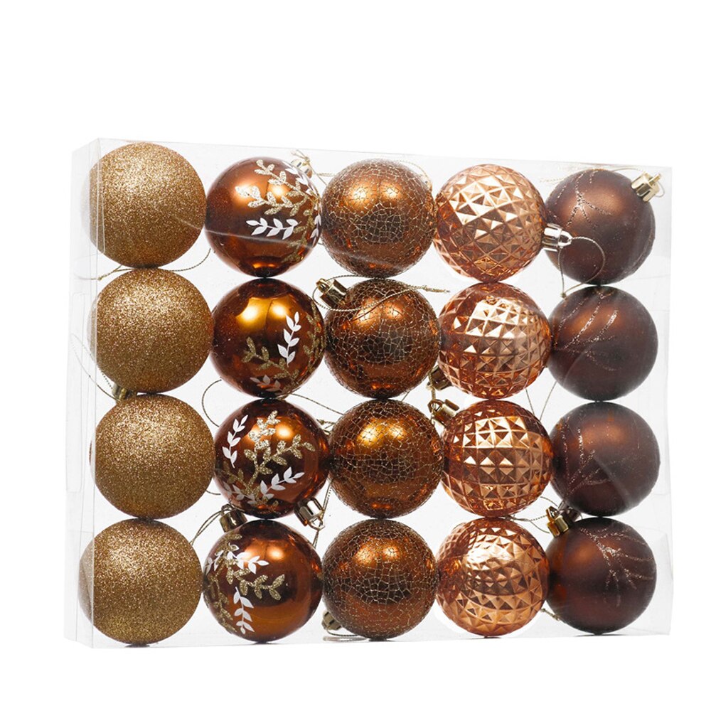 20pcs/set of 6cm golden red blue christmas ball decoration bright ball matt christmas tree hollow ball home decoration: Bronze