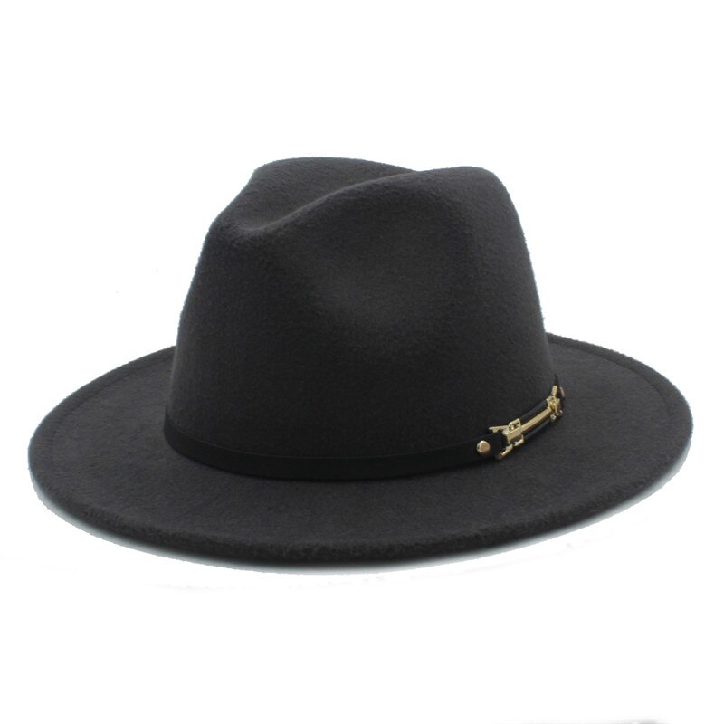 Men's Women's Wool Felt Fedora Hat Gangsters Traditional Godfather Mafia Caps Size 56-58CM: Dark Gray