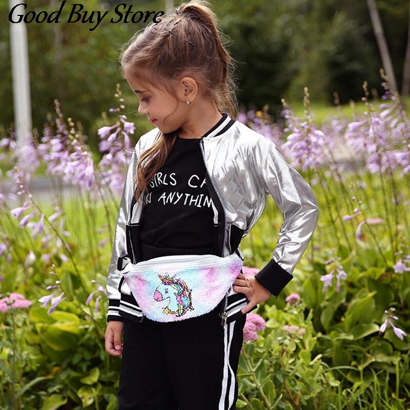 Kinderen Pailletten Taille Packs Kids Meisjes Eenhoorn Riem Tassen Mooie Leuke Taille Tas Waterdichte Telefoon Pouch Kleurrijke Glitter Portemonnees