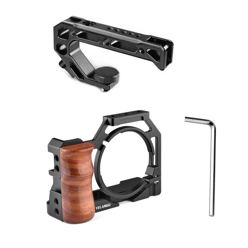 Impugnatura a gabbia ZV1 per gabbia per fotocamera Sony ZV1 con impugnatura laterale in legno scarpa fredda 1/4 &quot;foro per vite per microfono treppiede a LED: Cage Handle A