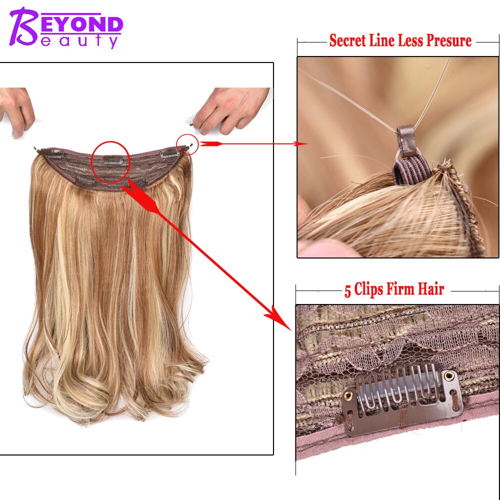 Beyond Beauty Long Synthetic Hair Heat Resistant Hairpiece Fish Line Curly Hair Extensions Secret Wire Invisible Hairpieces