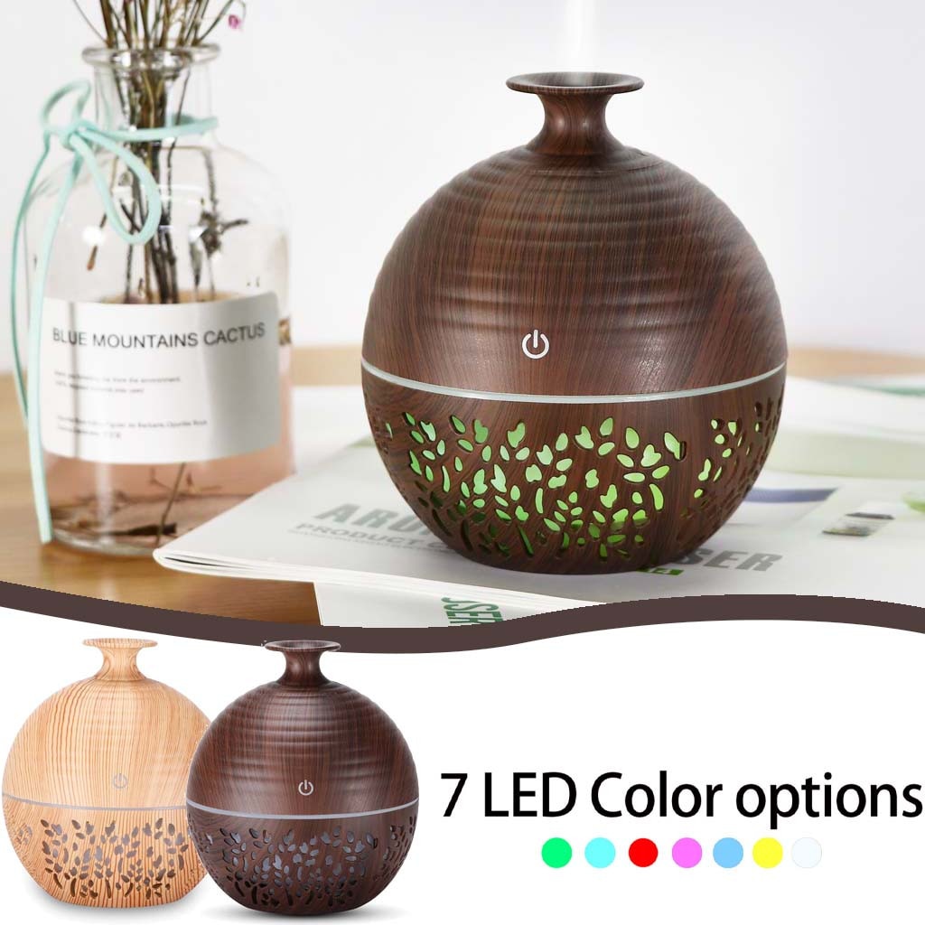 Air Aroma Essential Oil Diffuser Humidifier 7 Color Light LED Aroma Aromatherapy Humidifier Wood Grain Home Office Air Humidify