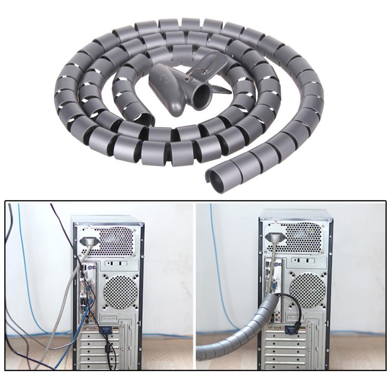 1.5m Wire Management Protector Cable Organizer Cable Winder Coiled Tube Sleeve Desktop Computer Power Cord Storage Wrap