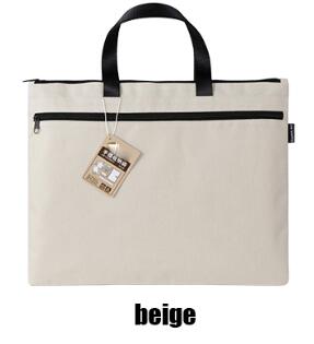 Deli 1pcs Waterproof File Folder Capacity Double Layers Document Holder Zipper File Bag with Handle Waterproof Canvas Handbag: A8158-4 beige