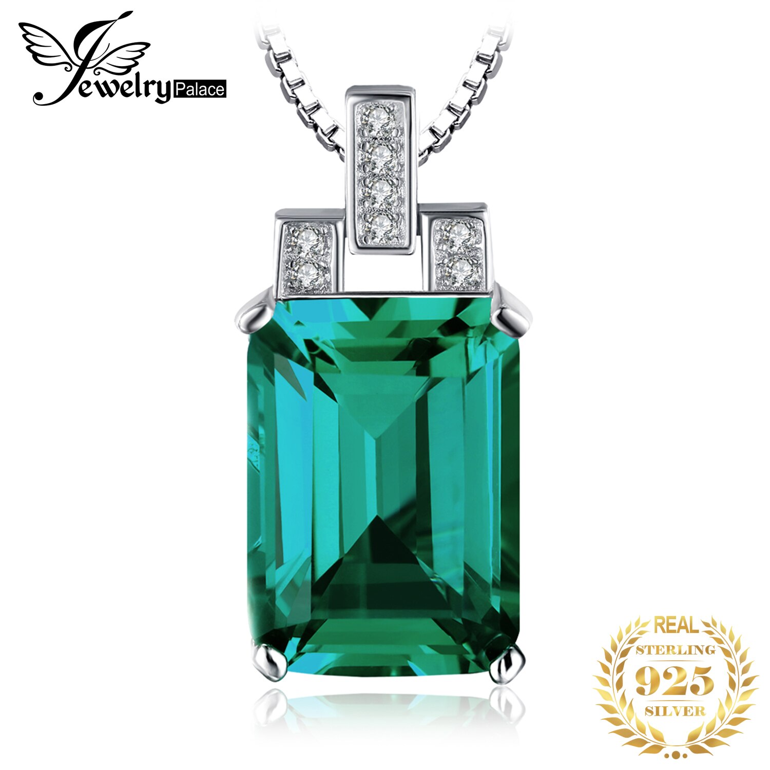 Jpalace 6ct Gesimuleerde Nano Emerald Hanger Ketting 925 Sterling Zilveren Edelstenen Choker Statement Ketting Vrouwen Zonder Ke