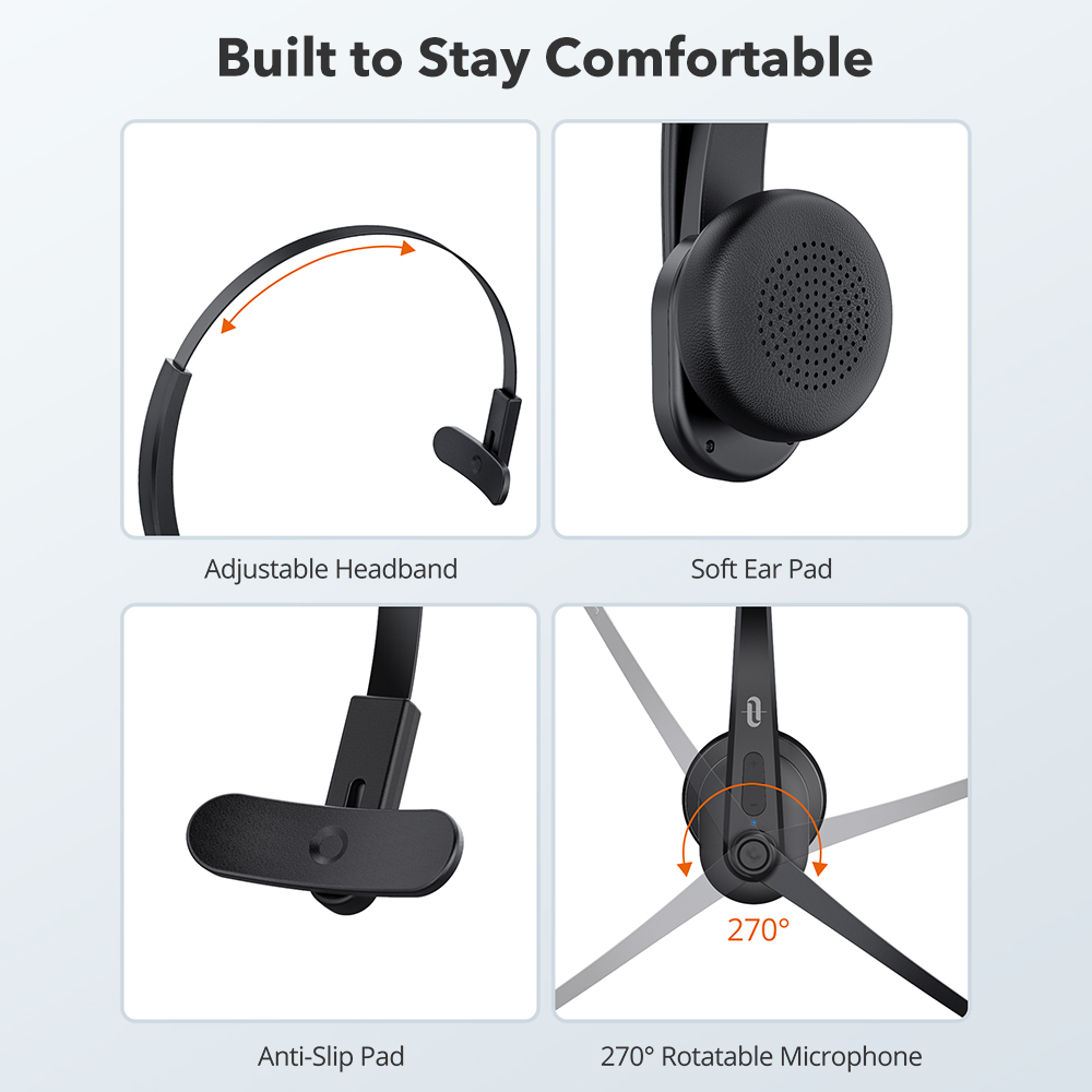 TaoTronics-auriculares inalámbricos SoundLiberty 41 Ver5.0, cascos con micrófono y cancelación de ruido IA, con Dongle USB, para centro de llamadas