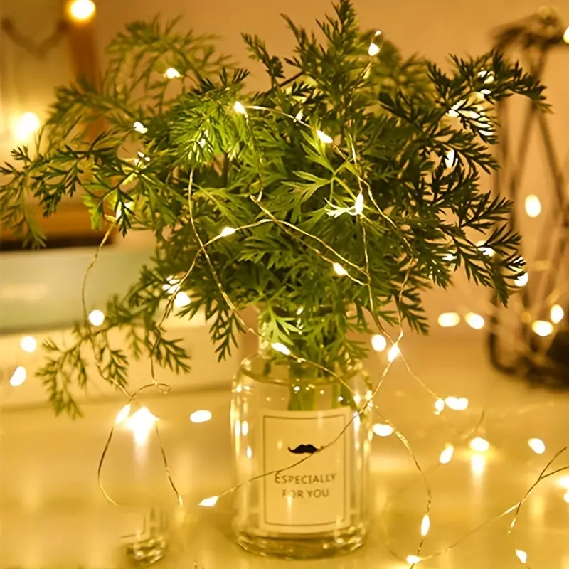 6 pacote de luzes de fadas led a pilhas luz da corda à prova dwaterproof água fio prata para diy festa casamento quarto pátio decoração natal