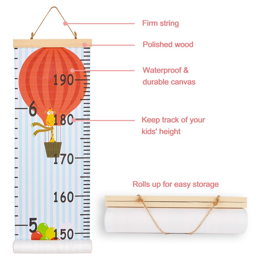 Heminredning vägghängande tecknat mönster höjdmått linjal trä barn höjd linjal tillväxt diagram bord väggdekal