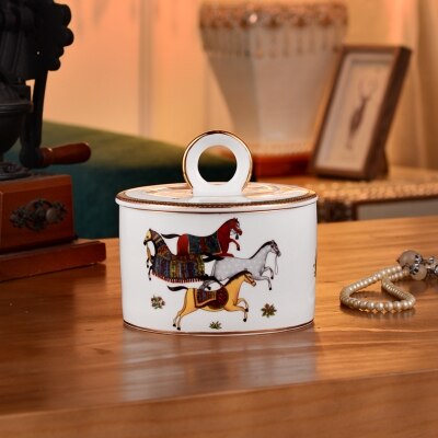 Ceramic Cotton swab box: A Dia12X12cm