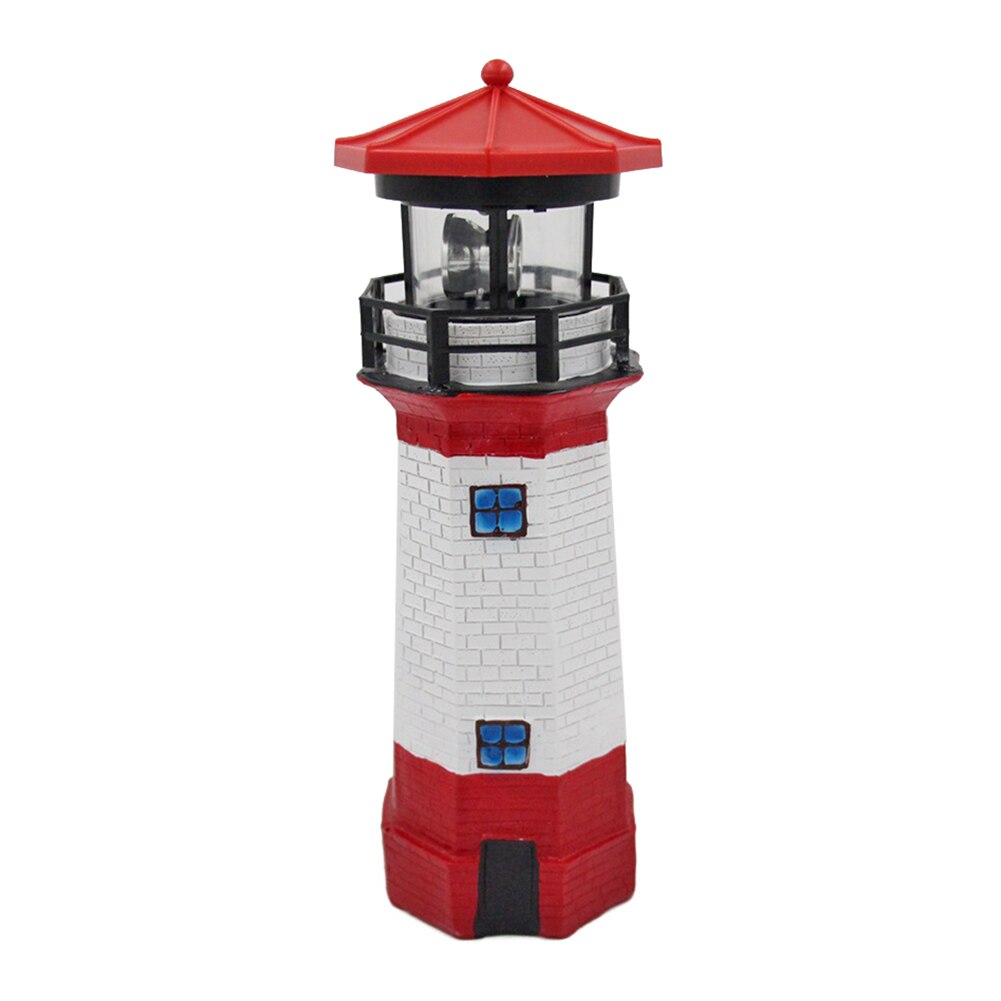 Phare forme solaire lumière LED jardin clôture cour décoration extérieure capteur intelligent balise lampe rotative: Red