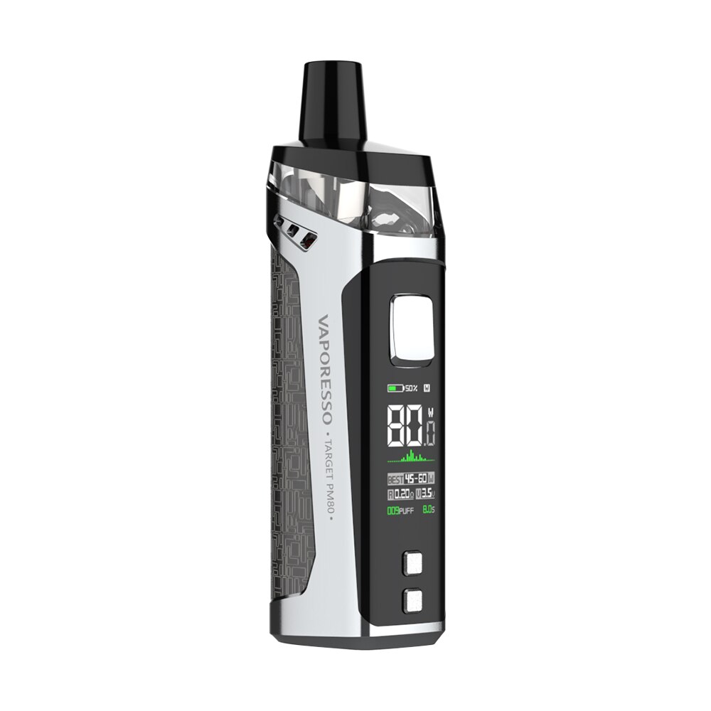 Newest Vaporesso TARGET PM80 Mod Pod Kit with 2000mAh Built-in Battery & 4ml Pod System E cig Vinci X/ Aegis Boost/ Pasito Kit: Silver Net