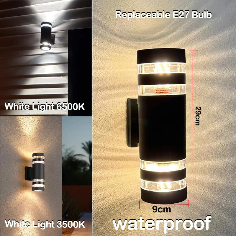 LED Outdoor Wandlampen E27 Up Down Buitenmuur Blaker IP65 Waterdichte Led Blaker Lamp voor Veranda Voordeur Tuin Wandlamp