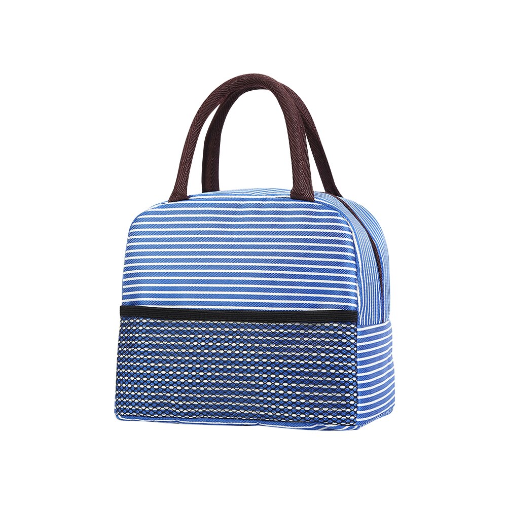 Bolsa de almuerzo de mujeres para niños, bolsa térmica a rayas, nevera, Picnic, fiambrera, almacenamiento de comida escolar, bolso aislado