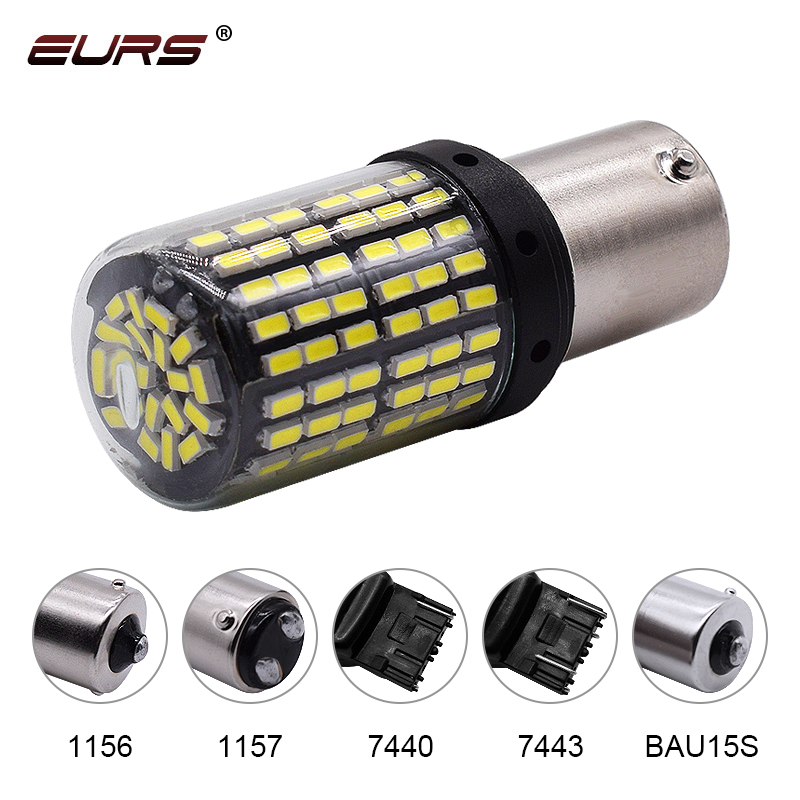 EURS 1x 3014 144smd CanBus S25 1156 BA15S P21W LED BAY15D BAU15S PY21W T20 7440 LED Turn Signal Bulb Plastic Housing