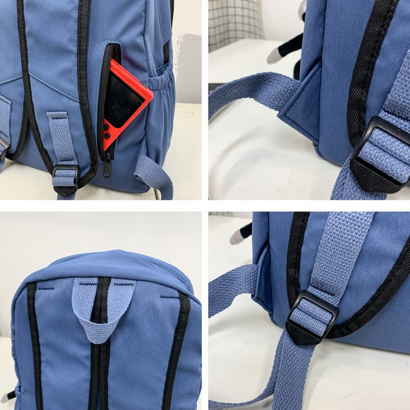 Mochila escolar para chica adolescente, bolso de libro de nailon azul, mochila para estudiantes, a la , novedad de