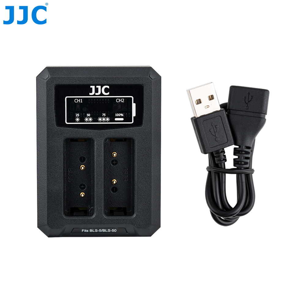 JJC USB Dual Batterij Travel Charger voor Olympus BLS-50 BLS-5 BLS-1 E-M10 & Mark II III, e-PL9 E-PL8 Camera Batterij Vervangen BCS-5: Default Title