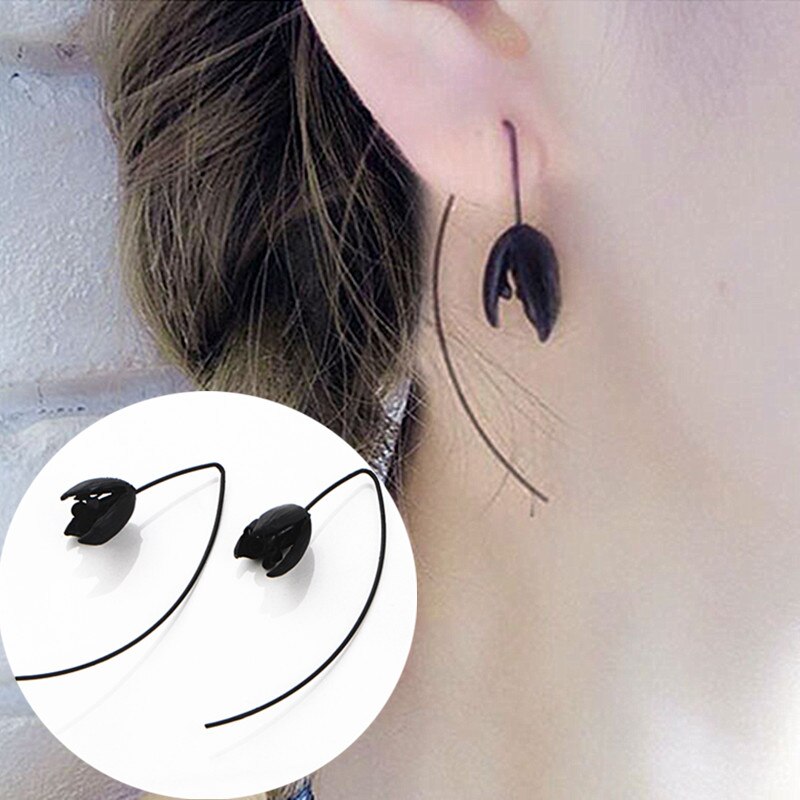 Zwarte Bloem Oorbellen Voor Vrouwen Mode-sieraden Boucle D' Oreille Dangle Brincos Minimalistische Ol Oorbellen