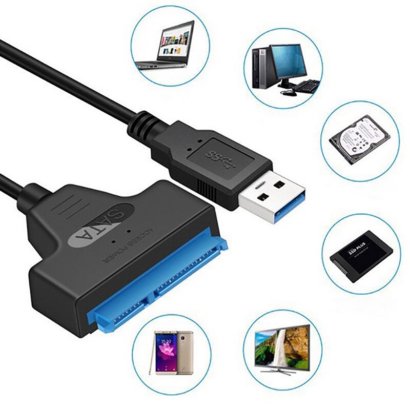 Adaptador de disco duro externo USB 3,0 a SATA de 2,5 pulgadas, lector para Cable SSD HDD