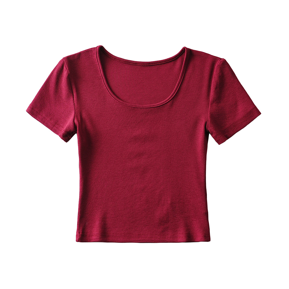 Bradely Michelle Casual Summer Woman Slim Fit T-shirt Tight Short-Sleeve O-neck Tee Crop Tops: S / Red