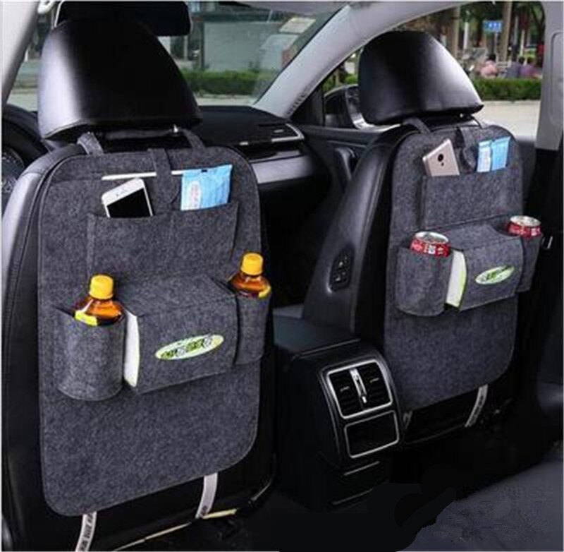 1PC Car Auto Seat Back Storage Bag organizer in the car for child Car Interior Protector Cover Children Kick Mat Car accessory: dark gray