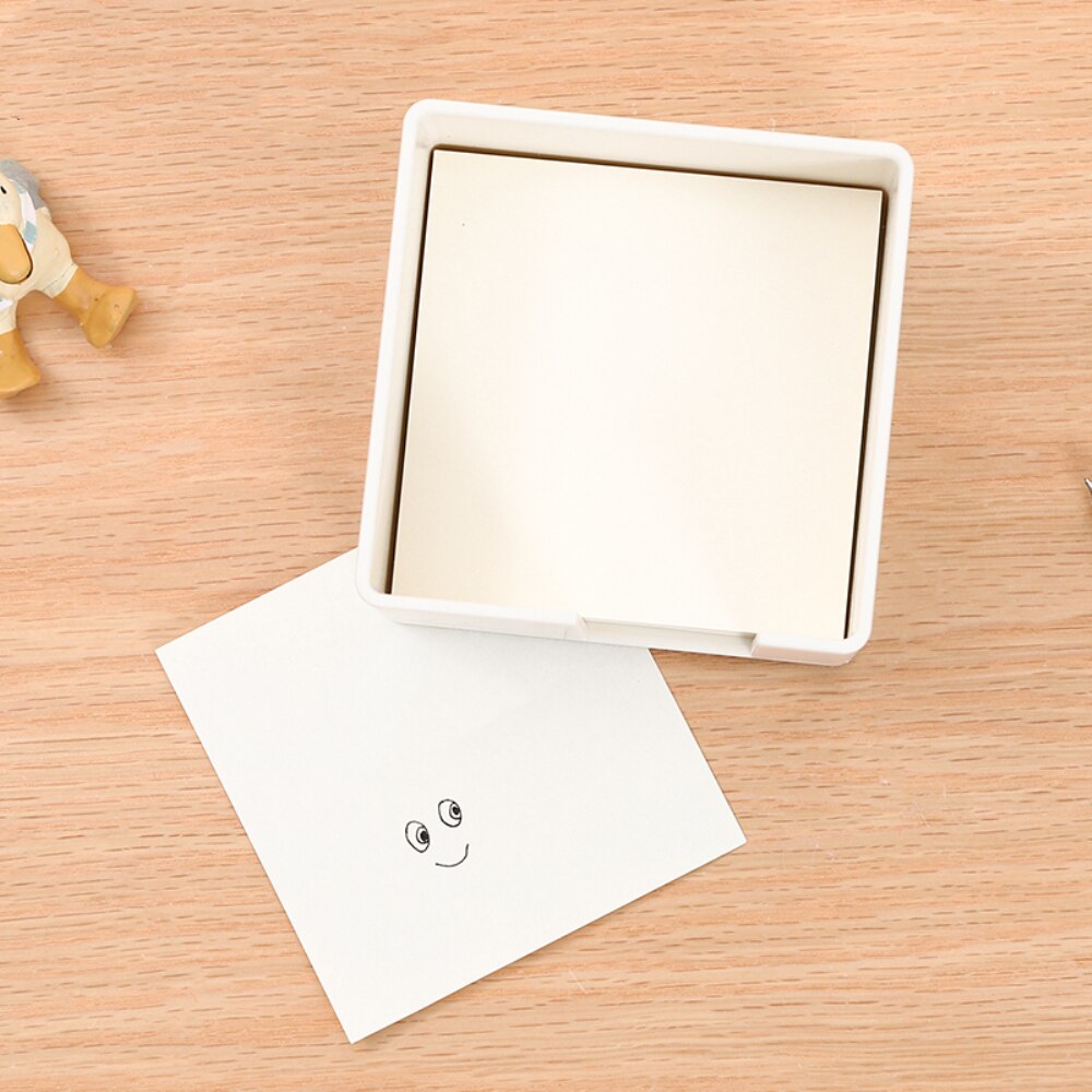Simple Memo Holder Self-Stick Notepad Notes Cube Dispenser Case 3.5x3.5 Inch with Silver Base for Office Home Desk Organizers