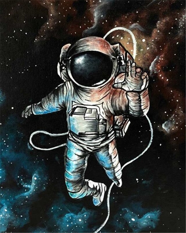 AZQSD peinture par numéros espace astronaute bricolage toile peinture Kits mur Art peinture à l'huile par numéros paysage Unique: SZGD1-2780