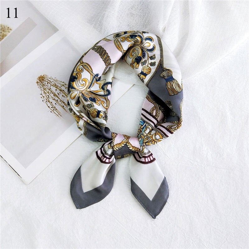 Foulard carré en soie imprimé pour femme, petit foulard de cou, bandeau pour cheveux, foulard, foulard, bandana, châle: 11