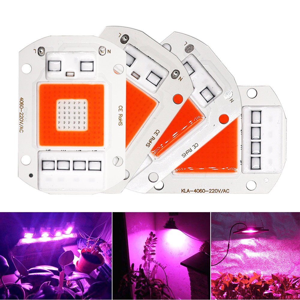 Luz LED COB de espectro completo para cultivo de plantas, 110V, 220V, 20W, 30W, 50W, DOB