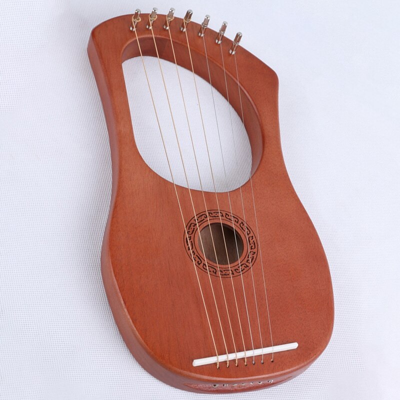 7-String Lyre Harp Strings Solid Mahogany Wood String Musical Instrument