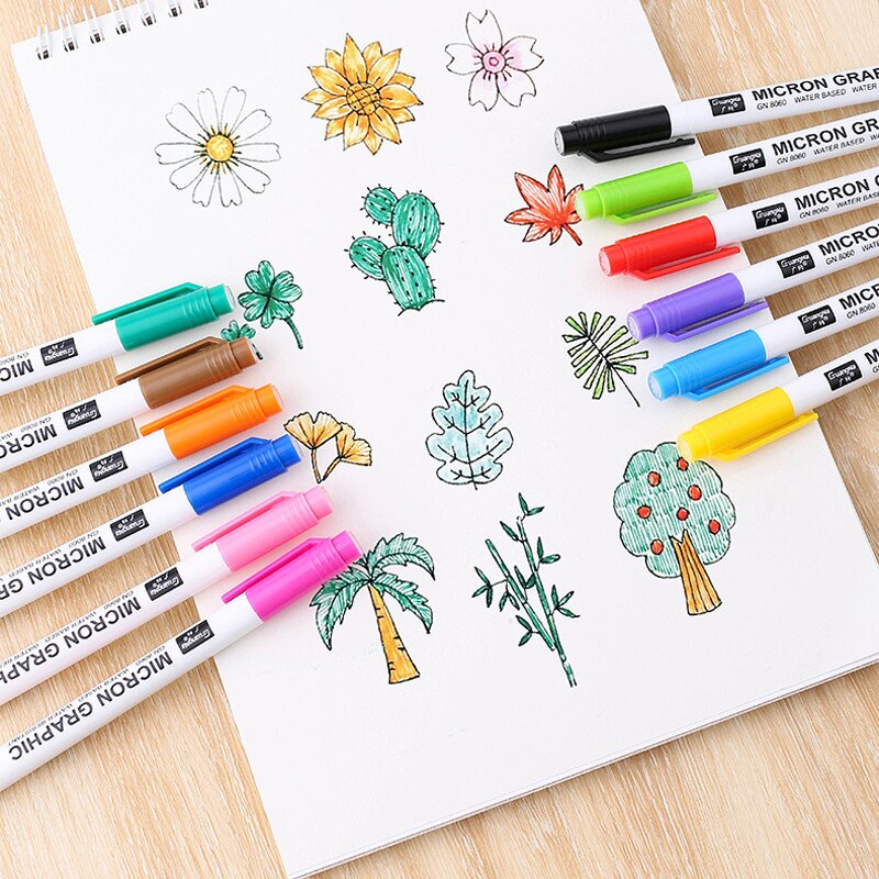 Aquarelpenseelpennen, 12 levendige kleurstiften met zachte punt
