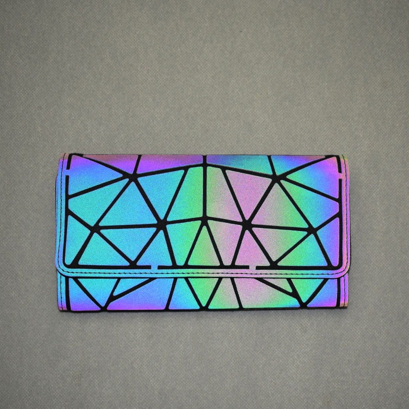 Di modo Bao delle donne Del Raccoglitore Delle Donne Luminoso Raccoglitori Lunghi Frizione Geometrica Delle Signore Del Raccoglitore standard Borse Sacchetto Femminile Nottilucenti Borsa Lunga