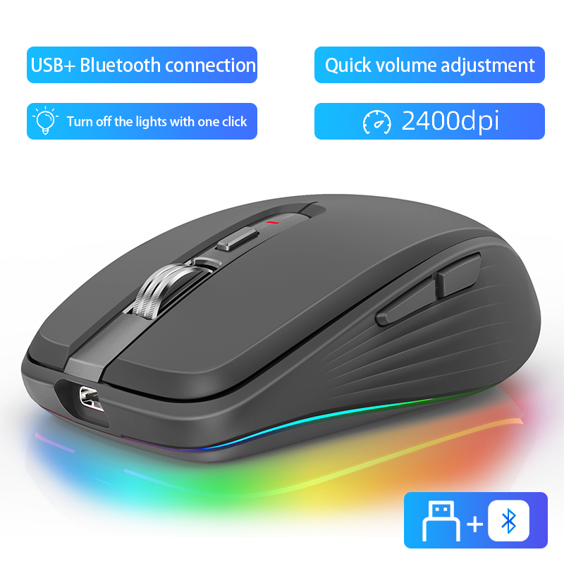 Bluetooth 5.0 Draadloze Muis Oplaadbare Stille Multi Arc Touch Muizen Ultradunne Magic Mouse Voor Laptop Ipad Mac Pc macbook: Black