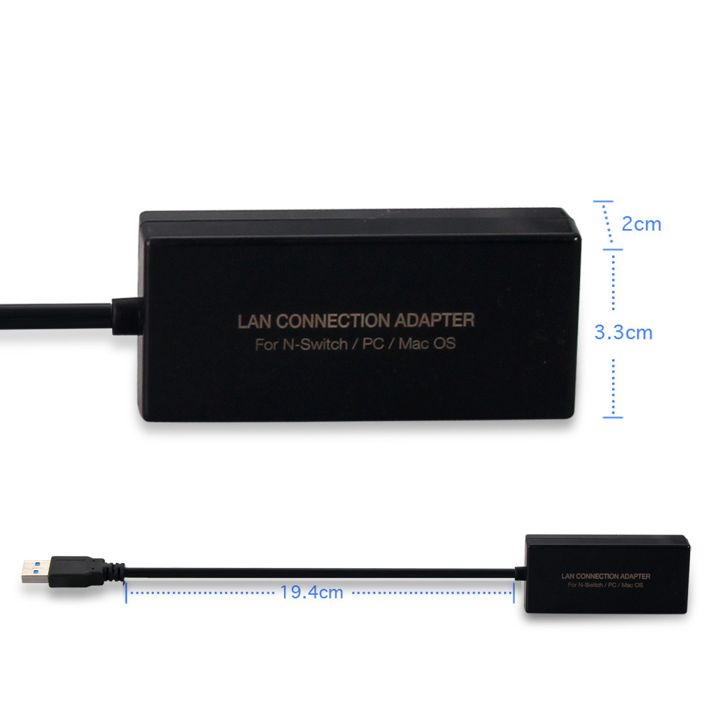 Lan Connection Adapter Wired USB Ethernet Network Card 100Mbps(100M) USB 2.0 for Nintend NS Switch/Wii/Wi iU Console RJ-45 Jack