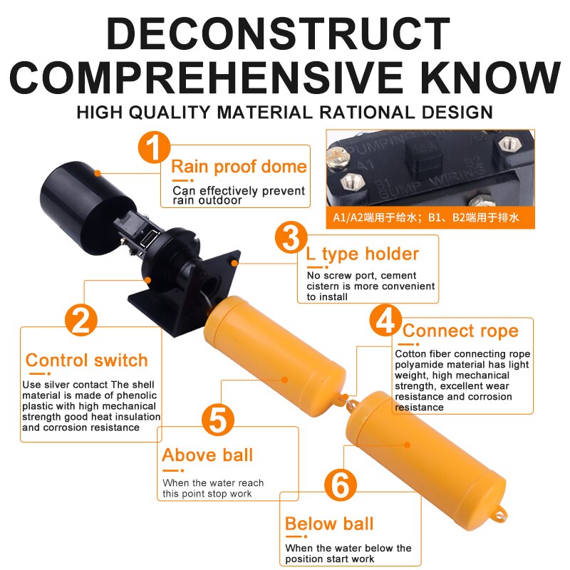 70AB float level switch automatic level controller Water tower tank automatic filling sensor Export float switch LF-70AB double