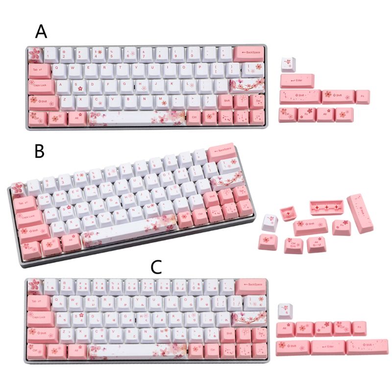 L21B OEM PBT Cherry Blossom Keycap Keyboard Keycaps Dye-Sublimation Korean Japanese