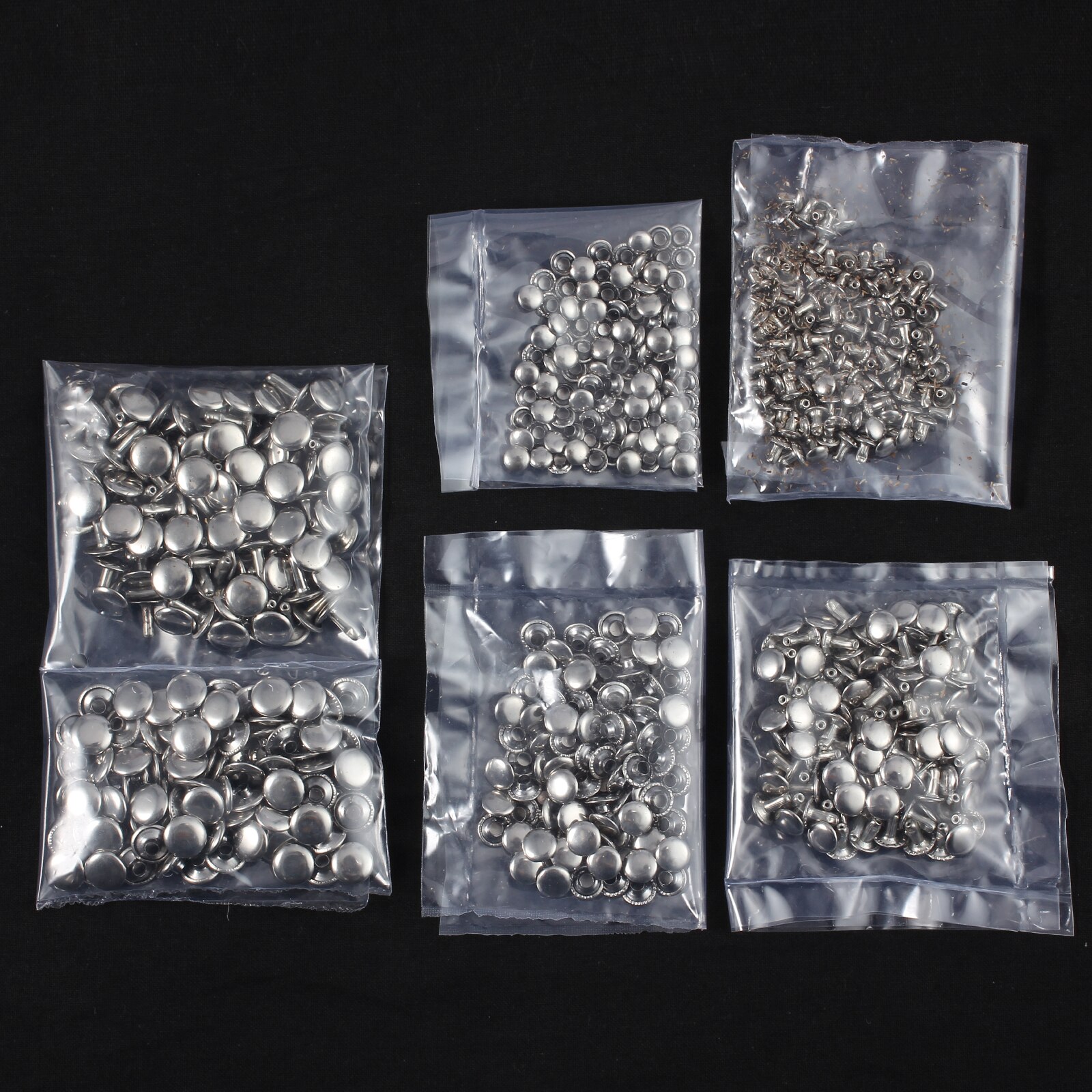 Proster 300 paires de Rivets tubulaires | En argent deux pièces Double capuchon, cuir Punk artisanat réparation 6/8/10mm pointes pour cuir en papier rivets