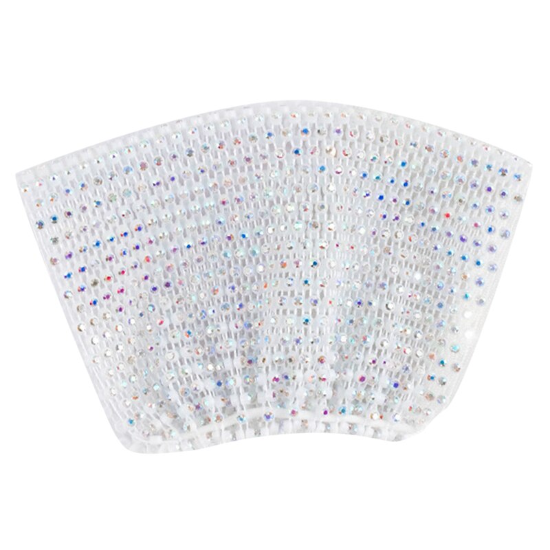 Máscara divertida de cristal ostentoso para mujer, mascarilla facial con diamantes de imitación para mujer, malla de red Yashmak para club nocturno, de Halloween y espectáculo: White
