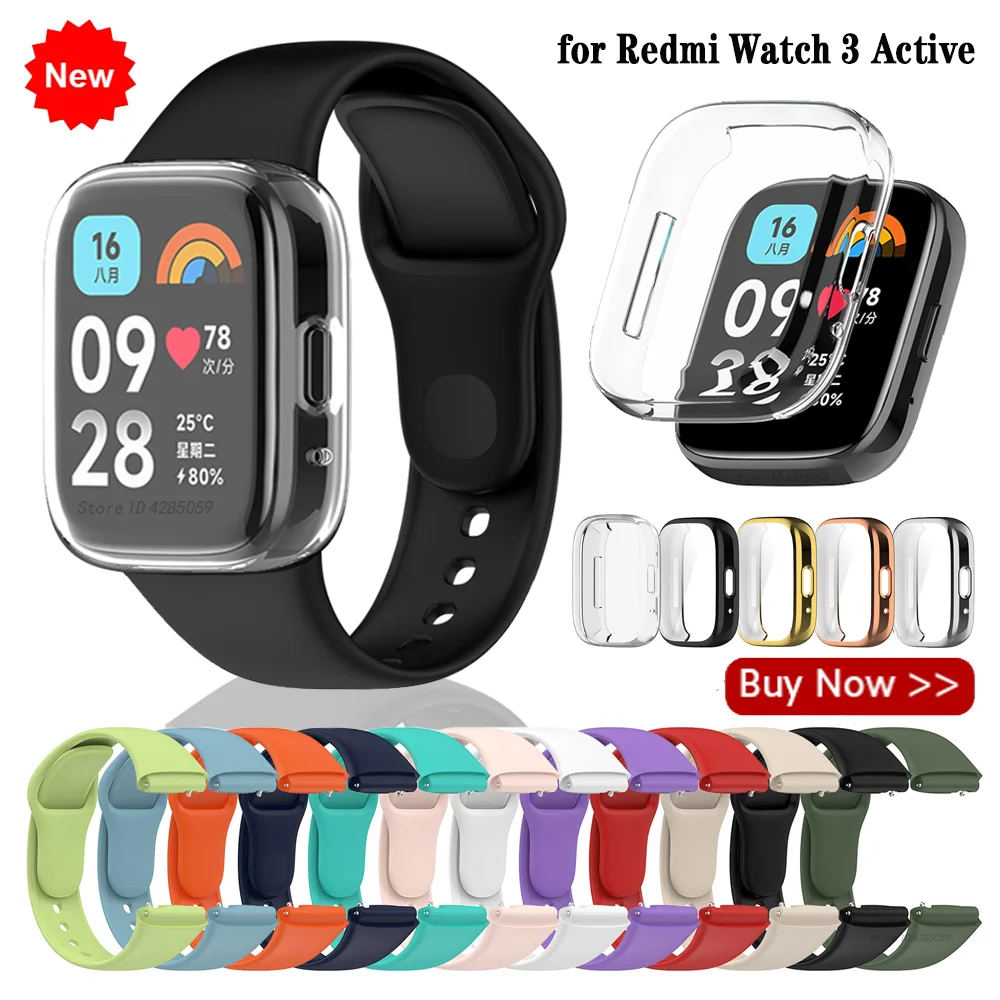Silicone WatchBand Strap TPU Case Cover for Xiaomi Redmi Watch 3 Active Watch Strap Bracelet for Redmi Watch 3 sports Strap