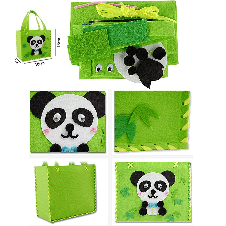 DIY Non-woven Fabric Cloth Sewing Kit for Kids Beginners Girls Sewing Project Pattern Bag Handbag panda,dog Crafts Kits for Kids