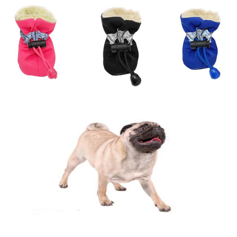 4pcs Dog Soft-Soled Shoes Waterproof Pet Dog Shoes Anti-Slip Rain Snow Boots Footwear Thick Warm Pet Socks For Small Cat Booties