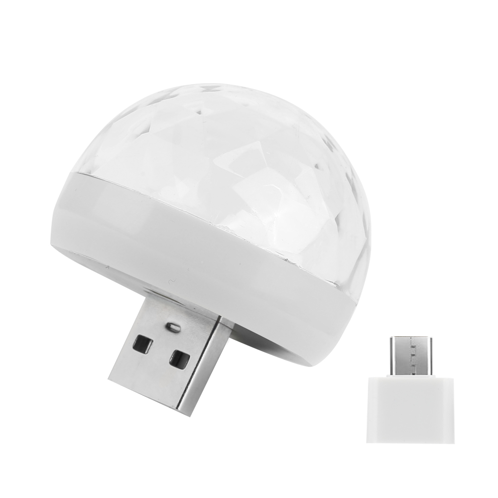 Mini luces de bola de discoteca portátil para escenario Android/Huawei/Apple enchufe USB adaptador compatible con el usuario Luz de dj cabeza móvil: Huawei white light