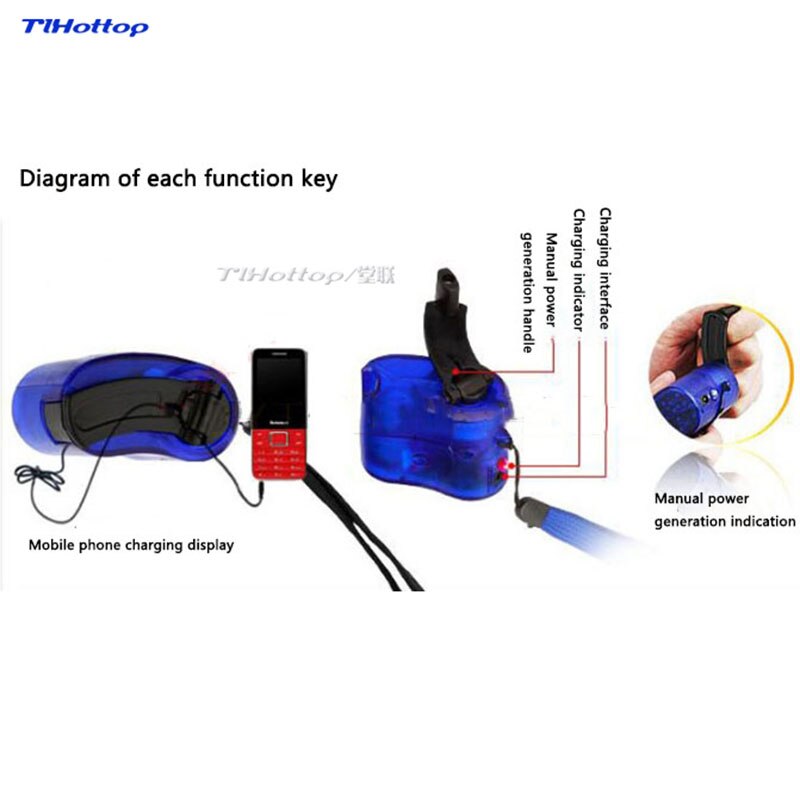 Usb Travel Emergency Telefoon Oplader Dynamo Hand Handleiding Lading