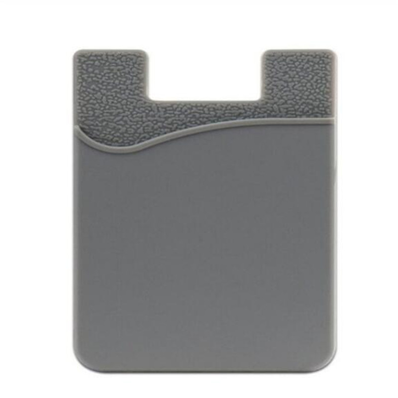 1Pc Dubbele Zak Elastische Stretch Siliconen Mobiele Telefoon Id Credit Kaarthouder Sticker Universal Wallet Case Kaarthouder: Donkergrijs