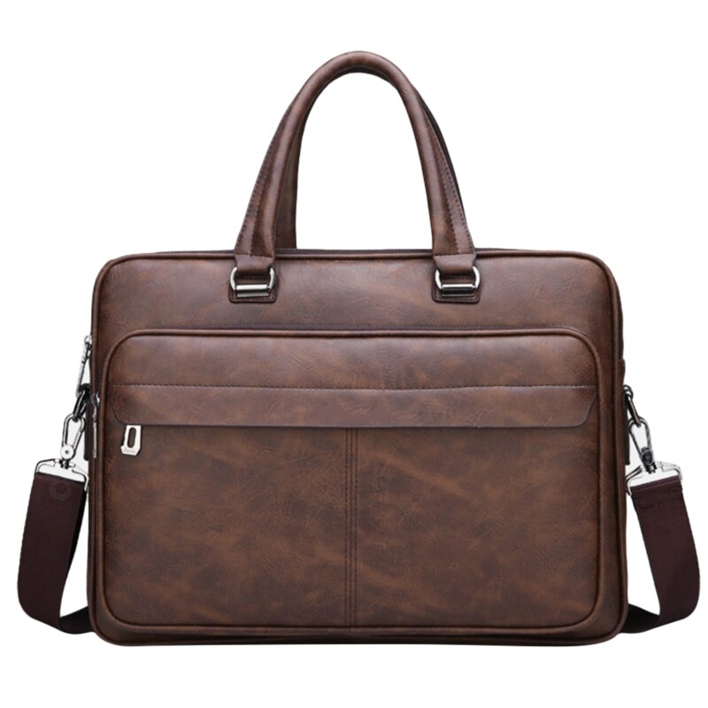 Bolso maletín de hombre de de negocios famosa de cuero bolsas de mensajero de hombro bolso de oficina portátil: coffee