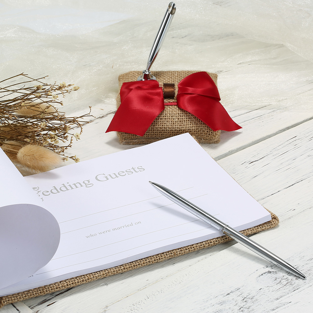 Hochzeit gästebuch und stiftehalter sackleinen dekoration rustikale hochzeitszeremonie